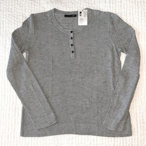 New w Tags! RAG & BONE Grey Waffle Long Sleeve Henley Size M *tiny bleach mark